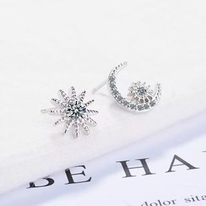 New Sterling Silver 925 Moon & Star Stud Earrings set